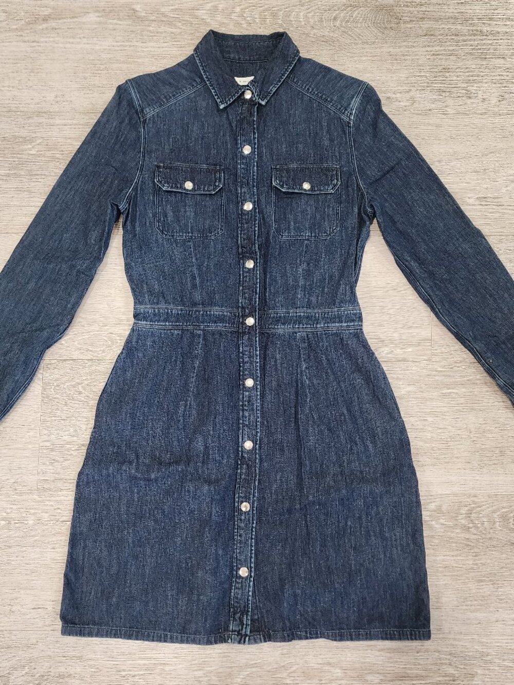 Rag & Bone Jean Paz Utility Snap Denim Shirt Dress Women's Size 2 Long Sleeve